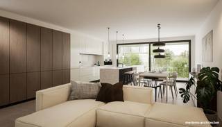 <p><strong><em>Residentie VEERTIEN, stijlvol & energiezuinig wonen in Zandhoven! </em></strong></p>
<p><em><br /></em>Op dezelfde plek waar vroeger <em>14 billekens</em> de toog versierden, bouwen we vandaag aan een nieuw verhaal. Nieuwbouwproject “Residentie VEERTIEN”, van de hand van <strong>Mertens architecten</strong>, zorgt met een combinatie van strakke lijnen en grote raampartijen, inpandige en uitkragende terrassen, lichte en donkere tinten voor een verrijking van de omgeving.</p>
<p><strong>Appartement A_2.4: appartement (115,60m²) op de tweede verdieping, met drie slaapkamers.</strong></p>
<ul>
<li>Indeling: inkomhal met vestiaireruimte en apart toilet, leefruimte (32,50m²) met open ingerichte keuken (9m²) aan het <strong>zuidwest gerichte terras (10,20m²)</strong>; wasplaats/berging (4,20m²), hoofdslaapkamer (12m²) met ensuite badkamer, twee extra slaapkamers (10,2m² en 10m²) die uitgeven op het tweede terras (10,33m² - noordoost gericht); tweede badkamer.</li>
<li>Verplichte aankoop van ondergrondse autostaanplaats (€ 25.500,00) en kelderberging (€ 7.000,00).</li>
<li>Wij voorzien een hoge afwerkingsgraad met aandacht voor thermische en akoestische isolatie: ruime keuzebudgetten, <strong>vloerverwarming- en koeling</strong> op basis van <span>geothermische warmtepompen, ventilatie C+, zonnepanelen,</span> …</li>
<li>Het energiezuinige appartement heeft een <strong>super gunstig E-peil van maximaal E20</strong>. Hierdoor kan u jaar na jaar genieten van <strong>lage energiekosten</strong> en krijgt u gedurende 5 jaar <strong>50% korting op de onroerende voorheffing</strong>!</li>
<li><strong>Vaste prijs</strong> - ruime inspraak is mogelijk naargelang de fase van afwerking.</li>
</ul>
<p>Residentie VEERTIEN, luxueus en energiezuinig wonen aan de flank van de Langestraat!<br /><br />Interesse? Wij maken graag tijd voor u! <br />T. 03/636.47.47 – M. info@coga.be<span> - </span>Meer info op www.coga.be.</p>