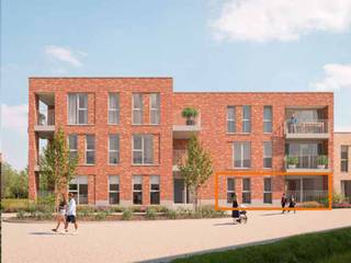 Dit 3-slaapkamerappartement op het gelijkvloers is 114 m² groot en omvat een inkom, toilet, berging, ingerichte badkamer, 3 slaapkamers, open leefruimte met keuken en terras. Het wordt verwarmd met vloerverwarming en warmtepomp. Bij elk app. hoort een vaste parkeerplaats en berging in <em><span>de</span></em> ondergrondse parking.<br />Geïnteresseerd? Neem contact op via 03 808 43 94 of info@matexi.be.<br /> 