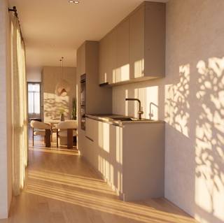 De eerste verdieping van residentie Sint Paulus omvat twee mooie appartementen, waarvan deze aan de rechterzijde 110m2 bewoonbare oppervlakte heeft.<br /><br />Het appartement zelf, omvat een inkomhal met gastentoilet, woonkamer, praktische open ingerichte keuken, twee slaapkamers, moderne badkamer met instapdouche, bergruimte en terras.<br /><br />Oplevering voorzien zomer 2026 - Verkoop onder registratiestelsel!