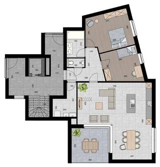 APPARTEMENT 2.3 (Verdieping 2)<br />- Opp. app.: 117 m²<br />- Terras: 14 m²<br /><br />INDELING:<br />Gemeenschappelijke inkomhal met lift en trap.<br />Inkomhal, toilet, ruime woonkamer met open keuken, ingesloten terras (14 m²), 2 slaapkamers en badkamer en berging/wasplaats.<br /><br />BIJKOMENDE INFO:<br />- Warmtepomp L/W met vloerverwarming- en koeling.<br />- Performant ventilatiesysteem voor een aangenaam binnenklimaat.<br />- Zonnepanelen.<br />- Lift aanwezig.<br />- Topligging vlakbij het centrum.<br />- Afwerking naar eigen smaak volgens lastenboek.<br />- Bij ieder appartement dient een inpandige parking met kelderberging naar keuze te worden aangekocht. De prijs voor een parking met bijhorende berging bedraagt € 22.000,-.<br />- Dit project komt in aanmerking voor de toepassing van het verlaagde BTW-tarief van 6% voor wie aan de wettelijke voorwaarden voldoet. Ook investeerders kunnen van deze aantrekkelijke maatregel genieten.<br /><br />INFORMEER NAAR DE VERKOOPSBROCHURE OP ONS KANTOOR.