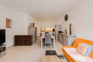 Ready to move in apartment for sale located on the ground floor of the recent Pont Albert Residence, Pieter Deswartelaan 1A. The apartment is located near the Kaai, the tram stop and within walking distance of the marina and the Market. Shared bicycle storage in the building. Sales under registration fees.Layout:- entrance hall- living room with open kitchen- storage room with washing machine connection- bathroom with walk-in shower and sink- spacious bedroomAdvantages:- A-label + floor heating- communal bicycle shed- WC and rainwater washing machine- possibility to purchase a garage box worth 35,000 EURAre you looking for a ready-to-move-in apartment or an investment? Don't hesitate to contact us!Register of measures: pending