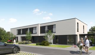 Deze nieuwe woning bouwen we aan de Vlasmeers in Ooigem, deelgemeente van Wielsbeke. Hier woon je in een aangename, rustige woonbuurt in de buurt van winkels, scholen (basisschool op 1 km) en openbaar vervoer (bushalte op 700 m). Bovendien geniet je er van een vlotte verbinding met de belangrijkste invalswegen. Ooigem is gelegen in de vallei van de Leie, wat tal van mooie wandel- en fietsroutes oplevert.

Deze moderne halfopen woning beschikt over: een inkomhal met toilet, een ruime eet- en zitruimte met veel lichtinval, aansluitend een open keuken met zicht op de tuin, een wasplaats, een carport, 4 slaapkamers, een badkamer, een (technische) berging en een afzonderlijk toilet boven. In de zuidwest gerichte tuin wordt het volop genieten!
Het gebruik van een warmtepomp, in combinatie met vloerverwarming en zonnepanelen zorgt ervoor dat jouw toekomstige energiefactuur onder controle blijft (E10).

Een kijkje nemen? Je vindt de ingang van de verkaveling ter hoogte van Vlasmeers 49. Of contacteer ons en ontdek alle details!