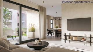 <p><strong>Residentie De Groes – Wonen in het groen, hartje Weelde<br /><br /></strong>Aan de Koning Albertstraat zijn de werken gestart van Residentie De Groes: een uniek project met <strong>18 appartementen</strong> aan een groen binnenerf en naadloos overlopend in de uitgestrekte weilanden erachter. De karaktervolle dorpswoning aan de straatzijde wordt stijlvol gerenoveerd tot 2 appartementen; daarachter komen 16 nieuwbouwappartementen in een landelijke en tijdloze architectuur.<br /><br /></p>
<p><strong>APPARTEMENT 3</strong>: Dit appartement bevindt zich op de gelijkvloerse verdieping en is 123 m² groot. Het wordt voorzien van riante hoofdslaapkamer met ensuite dressing, en nog 2 volwaardige slaapkamers. De badkamer kan plaats bieden aan zowel een ligbad als inloopdouche. In de leefruimte wordt plaats gemaakt voor een zithoek, eetkamer en leefkeuken, allemaal met zicht op het terras en de private tuin. Er worden 2 bergingen voorzien: een technische berging / wasplaats én een handige voorraadberging aan de keuken. Een grote schuifraam geeft toegang tot het (grotendeels overdekt) terras en de privé tuin met ideale west oriëntatie. De tuin wordt omheind met een draad en toegangspoortje.</p>
<p><strong>Waarom dit project bijzonder is:</strong></p>
<ul>
<li>Alle terrassen kijken uit op het binnenerf of de <strong>achterliggende velden</strong> (blijvend groen zicht!)</li>
<li>Enkele appartementen hebben 2 terrassen die beide uitzichten combineren.</li>
<li>Gelijkvloerse appartementen met <strong>private tuin</strong></li>
<li>Comfortabele oppervlakten vanaf <strong>81 m² tot meer dan 200 m²</strong>, exclusief tuinen, terrassen en zolders.</li>
<li>Luxe extra’s: dressing bij de hoofdslaapkamers, riante zolders, leefruimtes tot in de nok, 2 bergingen,...</li>
<li>Ondergrondse parkeerplaatsen (min. 2,70 m breed!), bezoekersparking en fietsenstallingen.</li>
<li>Duurzaam comfort: <strong>warmtepomp, ventilatie D, screens, zonnepanelen, vloerverwarming én vloerkoeling,...</strong><strong></strong><strong></strong><strong></strong></li>
</ul>
<p><strong><br />Ligging<br /></strong><br />Residentie De Groes ligt <strong>pal in het centrum van Weelde</strong>, op wandelafstand van het gemeenteplein, bakker, slager, horeca en openbaar vervoer. Ook de <strong>Nederlandse grens</strong> is vlakbij, met vlotte verbindingen naar Tilburg en Baarle-Nassau.<br /><br /></p>
<p><strong>Aanbod &amp; prijzen</strong></p>
<ul>
<li>1 slaapkamer (81 – 87 m² + terrassen) → vanaf <strong>€275.000</strong></li>
<li>2 of 3 slaapkamers (116 – 155 m² + terrassen) → vanaf <strong>€345.000</strong></li>
<li>Duplex penthouse (204 m² + 36 m² terrassen): <strong>€599.000</strong></li>
</ul>
<p>Prijzen exclusief parking (vanaf €20.000), kelderberging (vanaf €4.000) en aankoopkosten (btw– registratierechten – ereloon notaris &amp; aktekosten). Wij bekijken met veel plezier welk appartement in aanmerking komt en bezorgen u graag een gedetailleerde <strong>prijsberekening</strong>.<br /><br /></p>
<p><strong>Afwerking naar uw smaak<br /><br /></strong>Elke koper beschikt over <strong>ruime budgetten</strong> om het appartement volledig naar uw smaak in te richten. Op dit moment heeft u nog inspraak bij uw keuken, badkamer, vloeren, elektrische installatie, ... Het project wordt voorzien van de beste technieken én met <strong>grote focus op energiezuinigheid</strong>: Individuele warmtepompen met zonnepanelen, vloerverwarming én vloerkoeling, ventilatie D met warmteterugwinning, regenwaterrecuperatie, ingebouwde screens en rolluiken waar nodig, ...<br />Bijzondere aandacht gaat bovendien naar zowel de thermische als akoestische isolatie met onder meer 8 cm minerale wol tussen de appartementen om het <strong>akoestisch comfort</strong> te verhogen.<br /><br /></p>