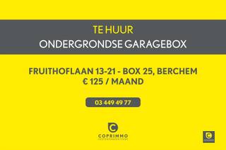 Ondergrondse garagebox te Fruithoflaan Het is een ruime garagebox (nr. 25), voorzien van enkele wandplanken voor bijkomende...