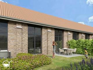 Deze moderne woning maakt deel uit van het nieuwbouwproject Ernest in Oudenaarde – een eigentijdse en duurzame woonontwikkeling op een gunstige locatie.<br /><br />Op het gelijkvloers komt u binnen via een uitnodigende inkomhal met een apart toilet, een ruime berging en een praktische slaapkamer. Van daaruit stapt u binnen in de lichtrijke leefruimte met open keuken – het kloppend hart van de woning. Grote raampartijen zorgen voor een directe verbinding met het aangename terras, ideaal voor een ontspannen moment of een diner in de buitenlucht.<br /><br />Op de eerste verdieping vindt u een nachthal, een apart toilet en een moderne badkamer met inloopdouche en dubbele wastafel. De twee volwaardige slaapkamers bieden alle comfort, terwijl de aparte vide ingezet kan worden als gezellige leeshoek, hobbyruimte of inspirerende werkplek.<br /><br />Een bijkomende troef is de aangename groenzone, die rust en privacy biedt en het buitengevoel versterkt.<br /><br />Deze woning combineert hedendaagse architectuur met functioneel wooncomfort – perfect voor wie modern en flexibel wil wonen.<br /><br />Alle oppervlaktes zijn BVO. EPC en KI zijn nog niet gekend.<br /><br />De foto’s zijn louter illustratief.