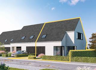 Deze hedendaagse nieuwbouwwoning met zadeldak op lot 71 beschikt over 4 slaapkamers, een vaste trap naar een extra zolderkamer en een inpandige garage.<br /><br />Geniet van een lichtrijke leefruimte door de grote raampartijen en geïnstalleerde open keuken en aansluitende berging. Daarnaast heeft de badkamer een dubbele wastafel, een douche én bad. De woning met vloerverwarming is aangesloten op een warmtenet en ligt in een innovatief en futureproof woonproject met gemeenschappelijke pleinen, groenzones en waterpartijen.<br /><br />Er is ook een e-mobipunt met een elektrische deelauto en pakjesdienst. Het woonproject ligt binnen de ring van Roeselare, op het grondgebied van Hooglede. Er is een vlotte verbinding met de ring rond Roeselare en het centrum van Roeselare. De uiterst vlotte N-Z / O-W-fietsverbinding draagt bij tot een fietsvriendelijke woonbuurt. Op 6 minuten fietsen bereik je het mammoetcentrum van Roeselare.<br /><br />Deze prijs is exclusief kosten en btw, bekijk de ALL-IN prijs voor een volledig afgewerkte en instapklare woning, inclusief alle kosten op onze website. <strong>www.dumobil.be/nl/woonprojecten/projecten/hooglede-nieuwbouwwoningen</strong>. Vraag vrijblijvend info via onze bouwadviseur: Sam Borrey: <strong>sam@dumobil.be</strong> | <strong>0483 210 133</strong>.