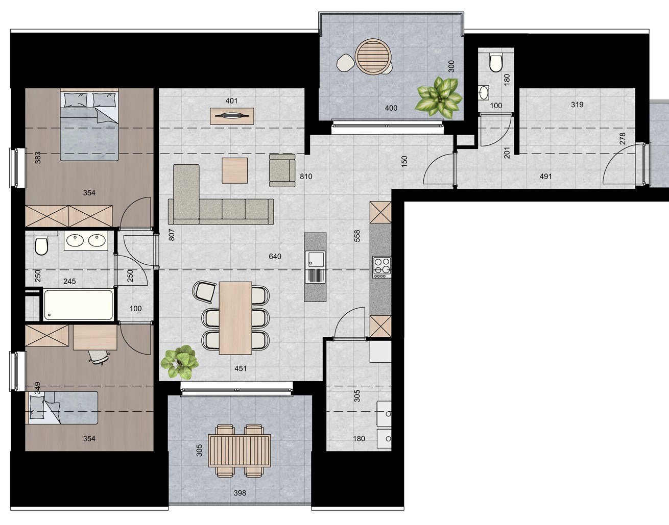 Ruim appartement (120 m²) met 2 slpk en 2 terrassen. - foto 2