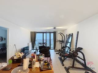 MOLENBEEK ST JEAN: Next to the West Station and close to all amenities, beautiful 1-bedroom apartment of +/- 63 m².14th floor with lift:- Entrance...