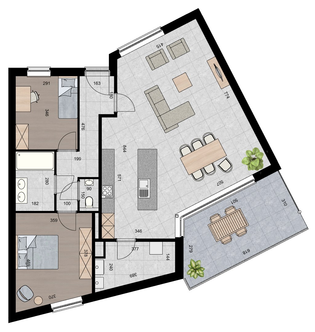 Ruim appartement (117 m²) met 2 slpk en overdekt terras. - foto 2