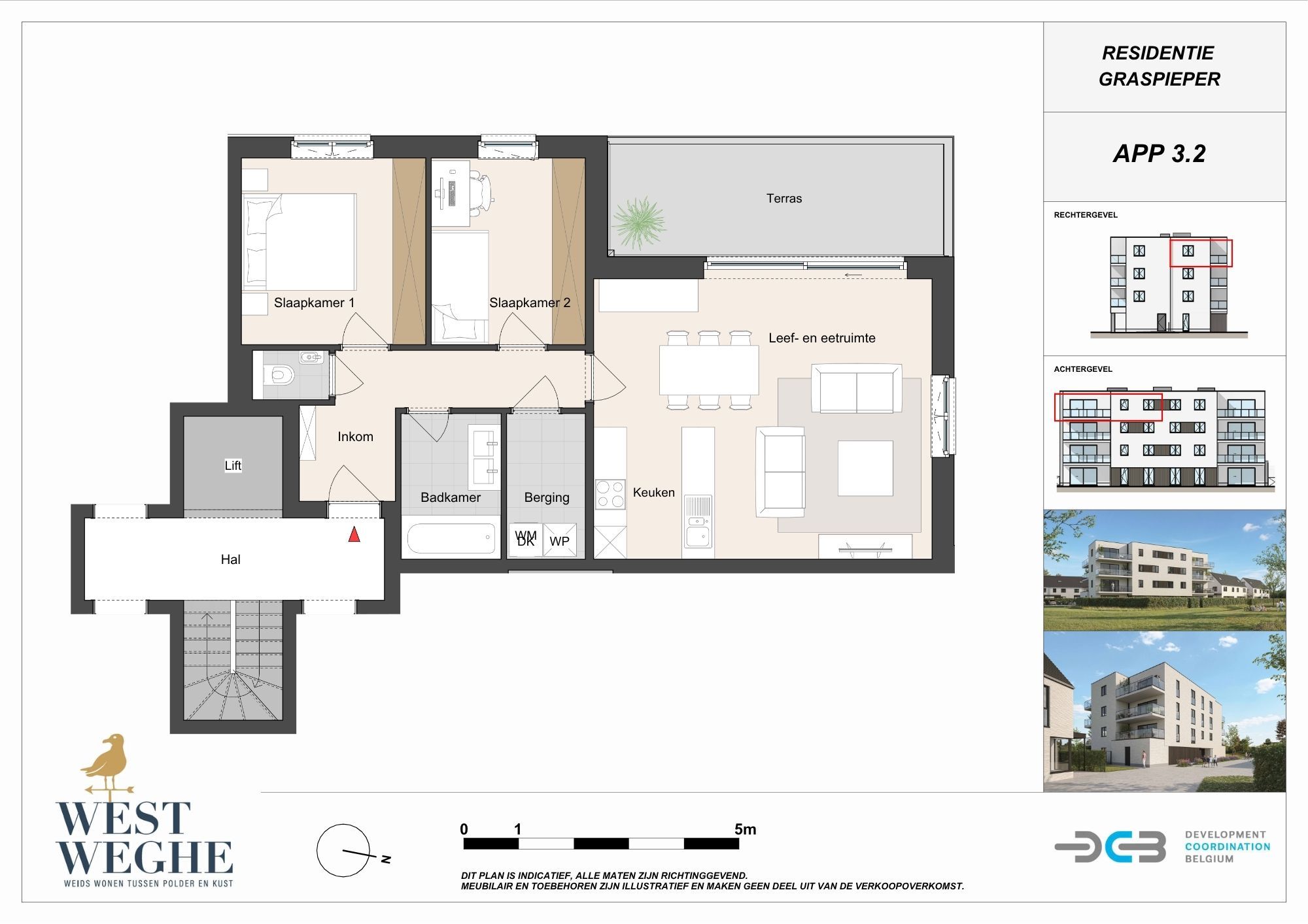 Nieuwbouw ruim tweeslaapkamer appartement op derde verdieping met BEN-label en zongericht terras in Leffinge - foto 5