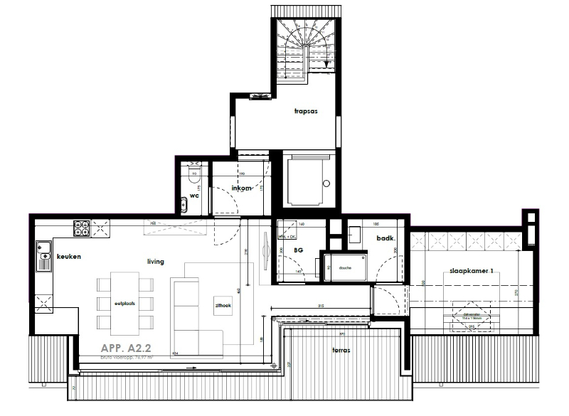 Appartement op het tweede verdiep met groot terras. - foto 3