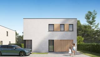 Lot 14 | 482 m² perceelsoppervlakte
Deze moderne woning bouwen we op de nieuwe verkaveling "Het Molenhof" in Koolskamp, deelgemeente van Ardooie. Je vindt deze nieuwe woonbuurt tussen de Diksmuidse Boterweg en de Steenstraat. Je woont er in een rustige, aangename omgeving vlak bij het centrum, op 500 meter van het Dorpsplein met winkels, scholen, horecazaken en openbaar vervoer. De middelbare school H. Kindsheid ligt op 3 à 4 km. Via het op- en afrittencomplex E403 geniet je van een vlotte verbinding.
Deze energiezuinige, moderne woningen beschikt over: een inkomhal met toilet, een woon- en eetkamer met aansluitend een open keuken met veel lichtinval, een inpandige garage met berging, 4 slaapkamers, een functionele badkamer, afzonderlijk toilet boven en een (technische) berging. Het gebruik van een warmtepomp in combinatie met vloerverwarming zorgt ervoor dat jouw toekomstige energiefactuur onder controle blijft (E30).
Je kiest zelf de afwerkingsmaterialen voor keuken, badkamer, vloeren en binnendeuren. Zo kan je precies wonen zoals jij het zelf wilt. Een kijkje nemen? Je vindt de ingang van de verkaveling ter hoogte van Steenstraat 27B.
Graag meer info? Contacteer nieuwbouwadviseur Kristof voor meer info of download de projectbrochure.