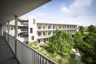 <strong>Indeling:</strong><br /><br />Appartement B28-201 is gelegen op de tweede verdieping van Blok B en omvat een privatieve inkomhal met ruimte voor vestiaire, een ruime woonkamer met open keuken, een terras, een gastentoilet, een badkamer, een slaapkamer met dressing en een berging met aansluitingen voor wasmachine en droogkast. <br /><br />Ondergrondse parking vanaf € 16.490,- excl. kosten<br />Kelderberging vanaf € 4.365,- excl. kosten<br /><br /><strong>Afwerking:</strong><br /><br />De afwerking zal gebeuren aan de hand van 3 unieke afwerkingsstijlen samengesteld door onze interieurarchitecten. Deze stijlen bieden u de vrijheid om uw woning of appartement naar wens te personaliseren.