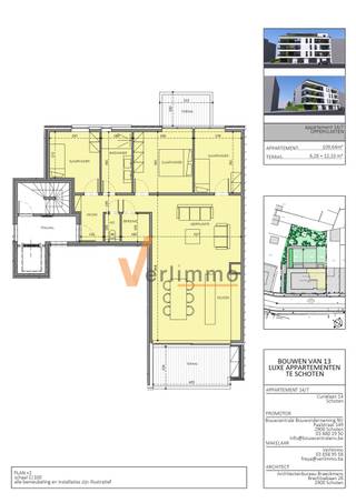 <p><span>Nieuwbouw 3-slaapkamer (2de VERDIEPING) appartement in Schoten , Curielaan 14<br />UNIT 7</span></p><p><span>In het centrum van Schoten komt dit gloednieuwe 3-slaapkamers appartement met zonnige terrassen. Je woont energiezuinig (BEN-ambitie), met standaard vloerverwarming, zonnepanelen en voorbereiding voor laadpalen in de parkeergarage.</span></p><p><span>Indeling<br />Inkom met vestiaire , leefruimte met open keuken en grote raampartijen naar het terras vooraan , 3 slaapkamers, terras achteraan, badkamer , apart toilet , berging.</span></p><p><span>Pluspunten</span></p><ul><li><span>Nieuwbouw: </span></li><li><span>terras (zonnige oriëntatie)</span></li><li><span>Comfort: vloerverwarming (standaard), moderne ventilatie, mooie afwerkingsbudgetten (onze standaard = luxe)</span></li><li><span>Duurzaam: BEN-ambitie, zonnepanelen, lage verbruikskosten</span></li><li><span>Praktisch: ondergrondse autostaanplaats mogelijk bij aan te kopen (+laadpaal ) en privé kelderberging verplicht</span></li><li><span>Fietsvoorzieningen: stalling boven- én ondergronds</span></li><li><span>Ligging: rustig en toch centraal , winkels, horeca en openbaar vervoer op wandelafstand</span></li></ul><p><span>Interesse?<br />Vraag plannen, lastenboek en prijslijst op. We maken graag snel een afspraak.</span></p><p><span>* prijzen excl. BTW</span></p><p><span> </span></p>