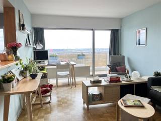 Appartement confortable et prêt à l'emploi avec une chambre à coucher et une vue magnifique, à proximité du centre de Malines.Au neuvième étage...