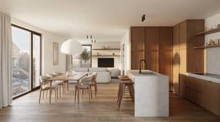 <p><u><strong><span>Mogelijkheid voor aankoop à 6% BTW</span></strong></u><br /><br /><strong>Betreft een 2 slaapkamer appartement (BVO 144,58m²) met terras (14,41m²).</strong><br /><br />HIGH-END NIEUWBOUWPROJECT met tijdloze elegantie en VERFIJNDE LUXE in het LEVENDIGE HART VAN OUDENAARDE. RESIDENTIE VERDURE belichaamt hoogstaande woonkwaliteit met een harmonieus samenspel van ESTHETIEK, COMFORT EN DUURZaamheid. Gelegen op de hoek van de Verdurestraat en de Stationsstraat, verenigt dit EXCLUSIEVE PROJECT ACHT STIJLVOLLE APPARTEMENTEN EN EEN COMMERCIËLE RUIMTE, ontworpen met oog voor detail en finesse. De bewoonbare oppervlaktes variëren van 82 M² TOT 144 M², met één tot drie slaapkamers, royale indelingen en overvLOEDIGE LICHTINVAL VIA GROTE RAAMPARTIJEN. De RUIME LEEFTERRASSEN TOT 27 M² vormen een verlengstuk van het interieur en creëren een SERENE WOONBELEVING. Op wandelafstand van BOETIEKS, GASTRONOMIE en openbaar vervoer, staat Verdure symbool voor STEDELIJK WONEN MET GRANDEUR en een doordachte architecturale signatuur. PARKEERPLAATSEN zijn optioneel beschikbaar.</p>
<br />Adres: Verdurestraat 7 te Oudenaarde