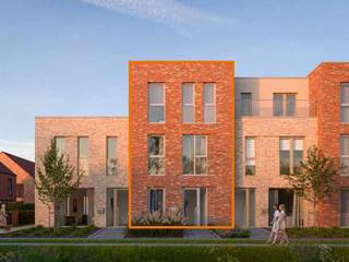 Deze gesloten bebouwing met een grondoppervlakte van 140m² combineert efficiënt ruimtegebruik met hedendaags wooncomfort. Op het gelijkvloers vind je een open leefruimte met keuken, een berging en een apart toilet. De eerste verdieping beschikt over drie slaapkamers, een ingerichte badkamer, een berging en een apart toilet. De tweede verdieping heeft een ruime slaapkamer met dressing, een berging en een tweede optionele badkamer. Geïnteresseerd? Neem contact op via 03 808 43 94 of info@matexi.be.<br /> 