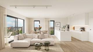 <p><strong>Bent u op zoek naar een ruim appartement in hartje Turnhout, dan wordt "Residentie Rubens" misschien wel uw nieuwe thuis. <br /><br />Deze kleinschalige residentie met 10 appartementen wordt weldra opgericht net binnen de stadsring, aan de rustige Kasteelloop, een zijstraat van de Rubensstraat en pal aan een aangename fiets- en wandelroute tussen het Stadspark, het Sint-Elisabeth ziekenhuis en het bruisende centrum. Rustig wonen dus, in een straat zonder doorgaand verkeer, en toch op een steenworp van uw dagelijkse noden. Evengoed bent u met de wagen binnen de 5 minuten op de E34 Antwerpen - Eindhoven.<br /></strong><br /><strong>Aanbod</strong> <br />Residentie Rubens bestaat uit 10 ruime appartementen met oppervlaktes van 93m² tot 138m². Elk appartement biedt daarbij plaats aan 2 volwaardige slaapkamers, een lichte leefruimte met open keuken en heerlijke terrassen met de ideale zonoriëntaties en oppervlaktes tot 17m². De 2 gelijkvloerse appartementen hebben bovendien een eigen, aangelegde tuin.<br /><br /><strong>Appartement 7 bevindt zich op de tweede verdieping en is 115m² groot + terras van +/- 12m². Het appartement is voorzien van 2 volwaardige slaapkamers. De woonkamer geniet van veel natuurlijk daglicht dankzij de raampartijen langs 2 zijden, en is voorzien van een open leefkeuken. Een schuifraam geeft toegang tot terras van 12m² met de ideale zuid oriëntatie.<br /><br /></strong>U geniet hier een optimaal wooncomfort dankzij een goed uitgekiend indelingsplan, waardoor de ruimte in ieder appartement optimaal benut wordt. In de basisprijs is een mooi budget inbegrepen voor een stijlvolle inrichting van uw keuken en badkamer en overige afwerking. <br /><br />De lift brengt u tot in de ondergrondse garage, waar plaats is gemaakt voor 10 staanplaatsen, 10 kelderbergingen en een gemeenschappelijke afvalberging. Voor uw bezoekers zijn er vlakbij voldoende openbare parkeerplaatsen in de straat. <br /><br />Uw fietsen stalt u veilig in de afgesloten fietsenstalling op de gelijkvloerse verdieping.</p>
<p><strong>Prijzen</strong><br />De prijzen starten betaalbaar <strong>vanaf 299.000 EUR</strong> exclusief kosten en parking, voor een appartement van 93 m² met 2 slaapkamers + een zonnig terras van 13 m². Wij bezorgen u graag een gedetailleerde prijsberekening inclusief staanplaats, kelderberging en de gebruikelijke aankoopkosten.<br /><br /><strong>Duurzaamheid<br /></strong>Dit zijn echte BEN (Bijna Energie Neutraal) appartementen dankzij de allernieuwste technieken: Zonnepanelen, lucht/water warmtepomp, regenwaterrecuperatie, ventilatie D,... Hier investeert u in een appartement dat klaar is voor de toekomst.<br /><br /><strong>Wie is de projectontwikkelaar Clique Invest? <br /></strong>Vanuit kleine renovaties groeide Clique Invest doorheen de jaren uit tot een professioneel georganiseerde projectontwikkelaar in volle expansie. Het is een dynamisch en ambitieus bedrijf dat al talrijke projecten gerealiseerd heeft in Vlaanderen, en is de geknipte partner bij het kopen van uw appartement. De klantenbegeleiding gebeurt in house zodat u van het prille begin tot en met de oplevering begeleid wordt bij het maken van de nodige keuzes in de afwerking.</p>
<p><strong>Nieuwsgierig geworden naar residentie Rubens? <br /></strong>Aarzel niet om ons te contacteren voor meer uitgebreide informatie, het lastenboek of een gedetailleerde prijsberekening op maat. <br />U bent uiteraard welkom bij ons op kantoor (Grote Markt 22) om het project vrijblijvend door te spreken.</p>