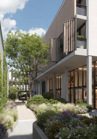 Het voorste gebouw aan de straatzijde omvat 3 mooie appartementen (2 slaapkamers) op de verdiepen en creëert een aanzuigeffect op het...