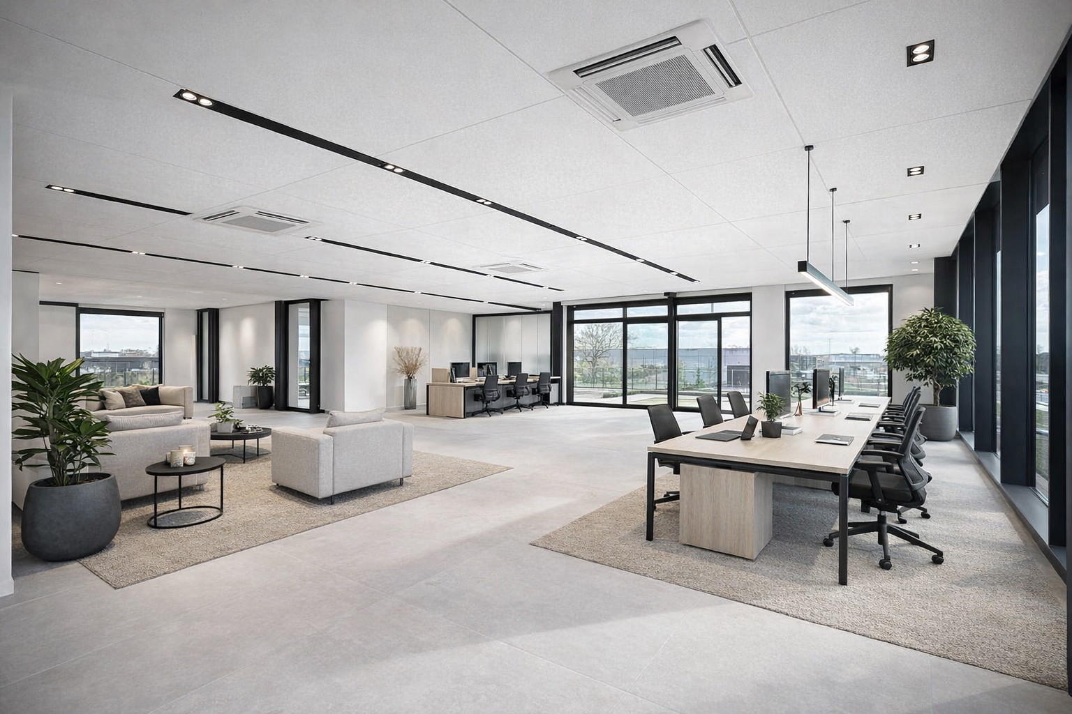 Op hoek-en zichtlocatie te Maldegem: Casco-KANTOORRUIMTE (285m²) met zonne-TERRAS (50m²) TE HUUR op eerste verdieping (lift aanwezig)! - foto 5