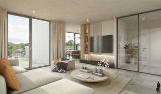 <p><strong>6 % B.T.W. mogelijk (onder voorwaarden)<br /><br />In het exclusieve nieuwbouwproject Parkhof: een appartement op de tweede verdieping van ca. 109 m² met 2 slaapkamers, mooi terras en hoogwaardige afwerking.<br /><br />Gelegen op een steenworp van het bruisende centrum en tegenover het Park van Brasschaat, combineert Parkhof het beste van twee werelden: levendige stad en de rust van het groen. Moderne en tijdloze elegantie is alom vertegenwoordigd in dit hoogwaardig en exclusieve high-eind afgewerkte nieuwbouw appartement.<br /></strong><br /><strong>Voorziene indeling:</strong><br />- Een <strong>inkomhal </strong>met gastentoilet en handenwasser<br />- Een <strong>ruime leefruimte</strong> met <strong>open keuken</strong> als standaard voorzien van kolomkasten in Kalina melamine, composieten werkblad en inbouwtoestellen<br />- Een achterliggende berging (perfect dienstig al proviand)<br />- Een <strong>hoofdslaapkamer </strong>met toegang naar het <strong>terras</strong>, en <strong>dressingruimte <br /></strong>- Een <strong>badkamer</strong><strong> </strong>met ligbad, toilet en lavabo<strong><br /></strong>- Een <strong>tweede</strong> <strong>slaapkamer </strong>met eveneens toegang naar het <strong>terras</strong><br />- Een aparte <strong>berging </strong>met aansluiting voor wasapparatuur<br /><br /><strong>De indeling, kan indien gewenst aangepast worden (mits eventuele meerprijs).</strong><br /><br /><strong>Algemeen:</strong><br />- E-peil van max E20:<strong> energiezuinig </strong>en toekomstbestendig<br />-<strong> Vloerverwarming/passieve vloerkoeling </strong>voor optimaal comfort<br />- <strong>Balansventilatiesysteem D </strong>met <strong>warmterecuperatie</strong><br />- Uitstekende <strong>thermische </strong>en <strong>akoestische isolatie</strong><br />- Privatieve <strong>zonnepanelen </strong>voor een lagere energiefactuur<br />- <strong>3 privatieve fietsenstallingen</strong> inbegrepen en zijn toegewezen per appartement<br />- Ondergrondse<strong> autostaanplaatsen</strong> beschikbaar<br />- Afwerkingsbudgetten voorzien voor keuken, sanitair en vloerbekleding: keuzes mogelijk mits meerprijs<br />- Duurzaam regenwaterrecuperatiesysteem<br /><br />De in natuurstenen gevel wordt in verstek uitgevoerd: de toon van de afwerkingsgraad is gezet. Er is ontzettend veel aandacht besteed aan de akoestiek wat rust en comfort geeft. Openheid alom zowel aan de voor-als achterzijde dankzij de grote raampartijen. Naar energie wordt de lat bijzonder hoog gelegd. Dit project is een voorloper op de norm: geothermie wordt nl. zelden in nieuwbouwappartementen toegepast : u scoort boven de opgelegde norm m.a.w. Ventilatiesysteem D, privatieve zonnepanelen, regenwaterrecuperatie welke intensief wordt toegepast (waardoor er geen druppel verloren gaat) heeft allen zijn invloed op uw verbruikskosten maar op ook de planeet.<br /><br />Maak uw afspraak om het project persoonlijk te bespreken bij ons op het kantoor te Brasschaat. Wij maken graag tijd voor u.</p>
