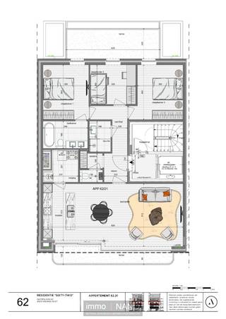 Residentie "62", een hedendaags en stijlvol nieuwbouwproject bestaande uit 3 prachtige appartementen met RUIME zonneterrassen en een kantoor op het gelijkvloers gelegen op wandelafstand van het CENTRUM van Knokke-Heist. De stijlvolle en elegante architectuur geven exact weer waar de Residentie "62" voor staat. Gelegen op wandelafstand van het bruisende centrum kan je genieten van de luxe en de zongerichte terrassen. Dit prachtig appartement ( 111 m² ) omvat een ruime inkomhal met vestiaire en gastentoilet, schitterende leefruimte ( 9m! gevelbreedte ) met eet- en zithoek en een open keuken voorzien van alle nodige instrumenten, beiden uitgevend op een mooi terras vooraan, berging en wasplaats. Nachthal uitgevend op de drie VOLWAARDIGE slaapkamers achteraan waarvan 1 met ensuite badkamer en een tweede aparte douchekamer. Fenomenaal zonneterras ( 20 m² ) achteraan. Privatieve kleder op het gelijkvloers in het gebouw en mogelijkheid tot aankoop van 1 of meerdere autostaanplaatsen. Start van de werken eind 2023 - begin 2024 en de oplevering is voorzien uiterlijk tegen de zomer 2025. Prachtige afwerking, zonnepanelen, warmtepompen,... schitterende investering!
