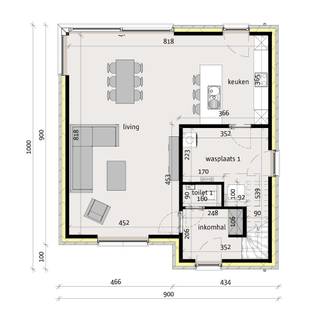Deze OB te Lede wordt gebouwd op een perceel van 424 m². GLVLS: inkom, wc, ruime living met ingerichte keuken met eiland en berging. De grote...