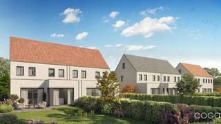 <p><strong>Energiezuinige nieuwbouwwoning </strong>(BEN-woning<strong>)</strong>, half open bebouwing op <strong>461m²</strong> in <u>rustige landelijke</u> omgeving. Deze woning komt in aanmerking voor aankoop aan het <strong>verlaagde btw-tarief op de constructie van 6%</strong>! <br /><br /><strong>Prachtige strak landelijke bouwstijl: </strong>een knappe wit-genuanceerde <span>gevelsteen met kalei-look</span> wordt gecombineerd met zwart buitenschrijnwerk, Afrormosia inkomdeur en garagepoort, en klassevolle Oude Pottelbergse blauw gesmoorde Vieilli dakpannen! De woning wordt afgewerkt volgens uw smaak op basis van <strong>keuzebudgetten</strong> (voor keuken, badkamer en vloerafwerking). <br /><br />Indeling als volgt: <br /><br />*GELIJKVLOERS: ruime inkomhal met gastentoilet, vestiaire-nis en trap (betonnen trap afgewerkt met <strong>eiken Z-treden</strong>) naar de verdieping, <strong>lichtrijke leefruimte</strong> door <span>grote raampartijen</span> en open ingerichte keuken (samen ca. 50m²), aansluitend berging/wasplaats (ca. 7m²) met binnenmodule warmtepomp en toegang tot de <strong>inpandige garage</strong> (ca. 17,6m²). <br /><br />*VERDIEPING: nachthal met luik naar de zolder, <strong>drie volwaardige slaapkamers</strong> (17,5m²/12m²/12m²) en grote badkamer met ruimte voor ligbad en douche (9m²). <br /><br />*ZOLDER: <strong>ruime bergzolder (46m²)</strong> met ventilatie-unit. <br /><br />*TUIN: <strong>west gerichte tuin</strong> voorzien van zwarte draadomheining (1,80m hoog), geen aanleg en verhardingen voorzien. <br /><br />*EXTRA:</p>
<ul>
<li>traditioneel gebouwd,</li>
<li><strong>vloerverwarming</strong> zowel gelijkvloers als op de verdieping op basis van een <strong>lucht/water warmtepomp,</strong> <strong>ventilatie D</strong> (balansventilatie met ingebouwde warmtewisselaar), regenwaterrecuperatie (buitenkraan, toiletten en wasmachine), pvc buitenschrijnwerk (uitgezonderd de voordeur en de garagepoort dewelke in <span>Afrormosia hardhout</span> zijn),</li>
<li>zeer energiezuinig, <strong>maximaal energiepeil E30</strong> (doorgedreven isolatie / superisolerend glas / vloerverwarming / warmtepomp / <strong>8 zonnepanelen</strong> (volledig zwarte panelen), ...).</li>
</ul>