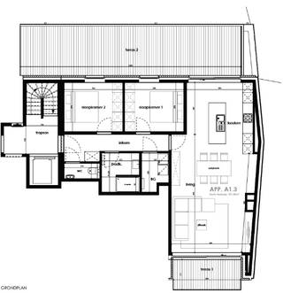 <strong>Mogelijkheid aankoop aan 6% BTW tarief!</strong><br /><br />Dit <strong>energiezuinig </strong>appartement is gelegen in de Kapellestraat op het <strong>eerste verdiep</strong> en geniet van zowel <strong>een terras vooraan</strong> als <strong>een zeer groot leefterras achteraan </strong>met een <strong>totale terrasoppervlakte van 45,65m2</strong>.<br /><br />Indeling:<br /><strong>Inkomhal</strong> die toegang biedt naar de <strong>2 ruime slaapkamers</strong>, <strong>badkamer, gastentoilet </strong>en <strong>berging</strong>. Verder is er<strong> de woonkamer met open leefkeuken. </strong><br />Dankzij de <strong>grote raampartijen voor- en achteraan</strong> is er sprake van<strong> veel natuurlijk lichtinval</strong> en is er <strong>een mooi open zicht op de groendaken</strong>. Luxe en wooncomfort staan hierbij op de voorgrond.<br />Beide slaapkamers en de leefruimte bieden toegang naar het terras achteraan.<br /><br />Op alle appartementen zijn <strong>zonnepanelen</strong> aangesloten.<br /><br />Het appartement wordt afgewerkt opgeleverd, waarbij u als koper de materialen nog zelf mag bepalen.<br /><br /><strong>Oppervlakte appartement: 101,48m2.</strong>