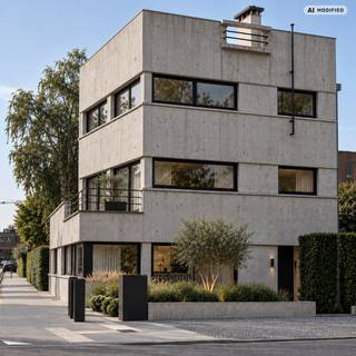 Een woning met een verhaal, een uitgesproken architecturale identiteit en een karakter dat vandaag nauwelijks nog te vinden is. Huize de Brem, ontworpen door architect Brauns, is een markante modernistische woning uit 1933 en geniet een beschermd statuut als monument.<br /><br />Met haar strakke lijnvoering, horizontale gevelcompositie, grote glaspartijen en heldere volumewerking is Huize de Brem een bijzondere getuige van het modernistische gedachtegoed. Hier koopt u dan ook niet alleen een woning, maar een stukje architectuurgeschiedenis op een herkenbare locatie in Hasselt.<br /><br />Volgens het EPC beschikt de woning over een bruikbare vloeroppervlakte van 213 m² (bron EPC) en een beschermd volume van 647 m³.<br /><br />Architectuur met een beschermd karakter<br /><br />Het beschermde statuut vormt een essentieel onderdeel van de identiteit van Huize de Brem. De architecturale kwaliteiten en historische eigenheid maken van het pand een uitzonderlijk aanbod voor wie bewust op zoek is naar vastgoed met authenticiteit en erfgoedwaarde.<br /><br />Dat betekent tegelijk dat een toekomstige renovatie met respect voor het oorspronkelijke ontwerp en de erfgoedwaarden dient te gebeuren. Ook het EPC wijst hier expliciet op: de gebruikelijke energetische aanbevelingen houden niet automatisch rekening met de erfgoedwaarden van een beschermd monument en bepaalde ingrepen kunnen daardoor niet of slechts aangepast uitgevoerd worden. Een renovatietraject vraagt hier dus om een doordachte, erfgoedvriendelijke benadering.<br /><br />Een bijzondere combinatie van wonen en werken<br /><br />De royale oppervlakte en de functionele opbouw van de woning bieden bovendien interessante mogelijkheden om wonen en werken onder één architecturaal dak samen te brengen.<br /><br />Huize de Brem kan daardoor bijzonder aantrekkelijk zijn voor bijvoorbeeld een vrij beroep, praktijk, kantoor, architecten- of ontwerpbureau, consultancy of een andere professionele activiteit die baat heeft bij een representatieve omgeving.<br /><br />De uitgesproken architectuur verleent een professionele activiteit bovendien een identiteit die een conventionele kantooromgeving zelden kan bieden. Tegelijk kan het private gedeelte zijn uitgesproken woonfunctie behouden.<br /><br />Huize de Brem is daarmee niet alleen interessant voor de architectuurliefhebber, maar ook voor de ondernemer of vrije beroeper die op zoek is naar een karaktervolle woon- én werkomgeving in Hasselt.<br /><br />Hoger gelegen tuin en twee dakterrassen<br /><br />Ook de buitenruimtes dragen bij aan het uitzonderlijke karakter van het geheel. Achter de woning bevindt zich een hoger gelegen tuin, die een verrassend groene tegenhanger vormt voor de uitgesproken architectuur.<br /><br />Daarnaast beschikt Huize de Brem over twee dakterrassen. Deze buitenruimtes sluiten bijzonder mooi aan bij het modernistische concept van de woning en creëren verschillende mogelijkheden om binnen en buiten met elkaar te verbinden.<br /><br />De tuin en beide dakterrassen bieden ruimte om te ontspannen, gasten te ontvangen of eenvoudigweg van een eigen buitenplek te genieten. Juist de combinatie van verschillende buitenruimtes maakt het pand extra interessant voor wie wonen en eventueel werken op hetzelfde adres wil verenigen.<br /><br />Dubbele garage<br />Ook praktisch heeft Huize de Brem een belangrijke troef: een dubbele garage. In een stedelijke context is parkeergelegenheid een aanzienlijke meerwaarde, en zeker bij een woning waar privé- en professioneel gebruik gecombineerd kunnen worden.<br /><br />De dubbele garage, de hoger gelegen tuin en de twee dakterrassen maken het aanbod van deze architectuurwoning dan ook opmerkelijk compleet.<br /><br />EPC – renovatiepotentieel met respect voor het erfgoed<br /><br />Huize de Brem beschikt momenteel over EPC-label F, met een berekende energiescore van 605 kWh/(m² jaar). Het EPC vermeldt een bruikbare vloeroppervlakte van 213 m². De woning voldoet vandaag niet aan de energiedoelstelling 2050.<br /><br />Het certificaat geeft verschillende energetische aandachtspunten aan, maar bij Huize de Brem moet dit steeds worden bekeken vanuit het bijzondere beschermde karakter van het gebouw. Het EPC waarschuwt expliciet dat de standaardaanbevelingen geen rekening houden met de erfgoedwaarden en daardoor niet zonder meer toepasbaar zijn.<br /><br />Dit opent voor een nieuwe eigenaar de mogelijkheid om samen met gespecialiseerde architecten en erfgoeddeskundigen te onderzoeken hoe hedendaags wooncomfort, energieprestaties en behoud van de oorspronkelijke architectuur op een kwalitatieve manier met elkaar kunnen worden verzoend.<br /><br />Voor wie méér zoekt dan een woning<br /><br />Huize de Brem is geen doorsnee vastgoed. Het is een pand voor iemand die de kracht van authentieke architectuur herkent en bewust kiest voor een woning met geschiedenis en persoonlijkheid.<br /><br />De combinatie van modernistische architectuur van architect Brauns, het beschermde karakter, 213 m² bruikbare vloeroppervlakte volgens EPC, twee dakterrassen, een hoger gelegen tuin, een dubbele garage en de mogelijkheid om wonen en werken te combineren, maakt dit tot een zeldzaam aanbod in Hasselt.<br /><br />Een plek om te wonen.<br />Een plek om te werken.<br />Een plek om architectuur te beleven.<br /><br />Huize de Brem – Kuringersteenweg 134, Hasselt. Een beschermd modernistisch huis met een verleden én potentieel voor een nieuwe toekomst.<br /><br />Professioneel gebruik, verbouwingen en energetische ingrepen zijn steeds onder voorbehoud van de toepasselijke stedenbouwkundige voorschriften, eventuele vergunningen en de voorwaarden verbonden aan het beschermde statuut.