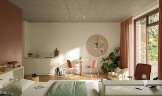 De studio’s binnen Tervuur combineren privacy, comfort en een volwaardige woonervaring voor studenten die zelfstandig willen wonen. Elke studio beschikt over een eigen keuken, badkamer en leefruimte, afgewerkt met kwalitatieve materialen en volledig ingericht met meubilair, verlichting en gordijnen. Dankzij duurzame technieken zoals geothermie, de groene binnentuin en de strategische ligging nabij Leuvense campussen en voorzieningen, biedt dit type unit een sterke meerwaarde voor zowel bewoners als investeerders die mikken op kwalitatief studentenvastgoed op lange termijn.