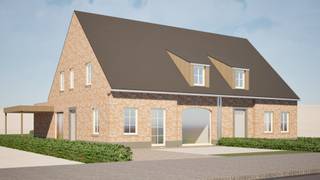 Langs de Westkerkestraat te Eernegem vinden we ter hoogte van nummer 153 deze rustieke nieuwbouwwoning terug op perceeloppervlakte van 470 m².<br /><br />De Westkerkestraat (N368) is een belangrijke verbindingsweg tussen het centrum van Eernegem en Westkerke. Alle nodige voorzieningen zoals bakker, beenhouwer, school, grootwarenhuis en apotheek bevinden zich op wandel- of fietsafstand.<br />Dankzij een nabijgelegen busknooppunt (lijnen 21 & 52) op slechts 150 meter, geniet u van een vlotte verbinding met Brugge en Oostende.<br /><br />Deze halfopen woning bestaat op de gelijkvloerse verdieping uit een inkomhal met apart toilet, een ruime leefruimte met open ingerichte keuken en daarnaast een ruime was-en bergruimte. <br />Op de eerste verdieping bevinden zich 3 slaapkamers, waarvan 1 met dressing, een ruime badkamer en een nachthal met apart toilet. Tevens beschikt deze woning over een zolder.<br />Overigens beschikt de woning over een ruime, westgerichte tuin en carport. <br />(Gvg, WgLk, Gmo, Gvkr, Vv) ~ E-peil: 30 ~ Ref. OU28291<br /><br />Vraag gerust naar ons lastenboek en een duidelijke prijsraming op kantoor.<br /><br />De woning wordt tot in de puntjes afgewerkt, waarbij u als klant volledige inspraak in de afwerking hebt. <br /><br />Dit ontwerp is op heden in vergunningsaanvraag bij de gemeente Ichtegem.<br />Verkopen kunnen nog niet worden gerealiseerd, een reservering maken is wel mogelijk.<br /><br />Residentie Vastgoed treedt niet op als bemiddelaar maar als verkoper van het onroerend goed.