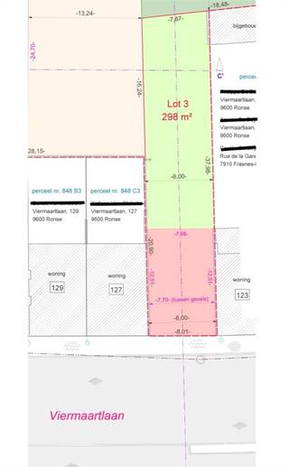 Mooi perceel bouwgrond voor stadswoning met tuin in het centrum van Ronse.Vrije plankeuze volgens verkavelingsvoorschriften. Bouwverplichting.Meer...