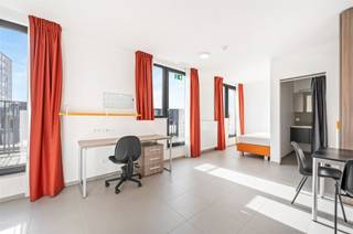 <p><span>Deze ruime studentenkamer is gelegen op de hoogste verdieping van een recent gebouw vlakbij Campus Sanderus van de Thomas More hogeschool. </span></p><p><span> </span></p><p><span>De kamer is volledig gemeubeld en beschikt over een eigen badkamer met lavabo, douche en toilet. Daarnaast geniet de kamer ook van een ruim en zonnig terras. </span></p><p><span> </span></p><p><span>In het gebouw zijn 4 gemeenschappelijke keukens en een gemeenschappelijke fietsenstalling. </span></p><p><span> </span></p><p><span>Bij de kamer komt nog een handige kelderberging. </span></p>