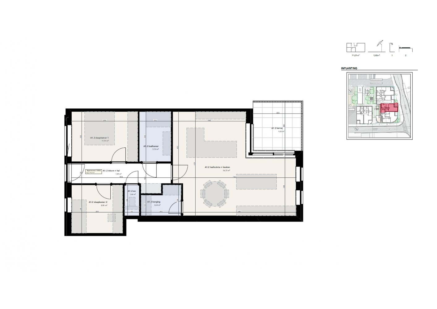 Appartement met 2 slaapkamers - foto 3