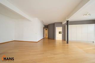 Inkomhal met vestiairekast; apart toilet met wastafel; riante, lichtrijke woonkamer van 80m² op een houten vloer met ingemaakte kasten; ruime...