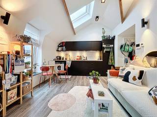 <p><span>BEZOEK? BEL 09/225.00.78. Dit éénslaapkamer-appartement is gelegen op nog geen 200m van het station Gent-Sint-Pieters en ligt vlakbij verschillende handelszaken. Het appartement situeert zich op de derde verdieping. U komt binnen via de gezellige open leefruimte met volledig geïnstalleerde keuken (24m²). Deze is voorzien met een vitro-keramische kookplaat, ingebouwde ijskast met vriesvak, vaatwas, combi-oven, spoelbak en zelfs een wasmachine. Via de leefruimte kan je de slaapkamer (10m²) met inbouwkasten,  inloopdouche en wastafel terugvinden. </span><span>D</span><span>e zichtbare houten balken zorgen voor een karaktervolle en warme uitstraling, die dit appartement net dat tikkeltje extra charme geeft. Volledige inrichting kan in overleg worden overgenomen. Kortom, voor de snelle beslissers!</span></p>