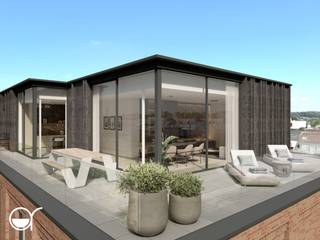 Dit lichtrijke penthouse bevindt zich op de derde verdieping van het moderne nieuwbouwproject Ernest en biedt een bewoonbare oppervlakte van maar liefst 145,49 m².<br /><br />Via de inkomhal heeft u toegang tot een apart toilet, de badkamer met inloopdouche, twee comfotabele slaapkamers en een praktische dressing.<br /><br />De open keuken en de aangrenzende, ruime leefruimte staan in het teken van licht en ruimte, en bieden directe toegang tot twee gezellige terrassen – ideaal voor ontspannen momenten of sfeervolle diners in de buitenlucht. Eén van de terrassen strekt zich uit tot aan een van de slaapkamers, wat zorgt voor een extra gevoel van openheid en verbondenheid met buiten. <br /><br />Aansluitend aan de keuken en leefruimte bevinden zich een aparte, ruime berging en een bureau, perfect voor thuiswerk.<br /><br />Alle oppervlaktes zijn BVO. EPC en KI zijn nog niet gekend. De foto’s zijn louter illustratief.