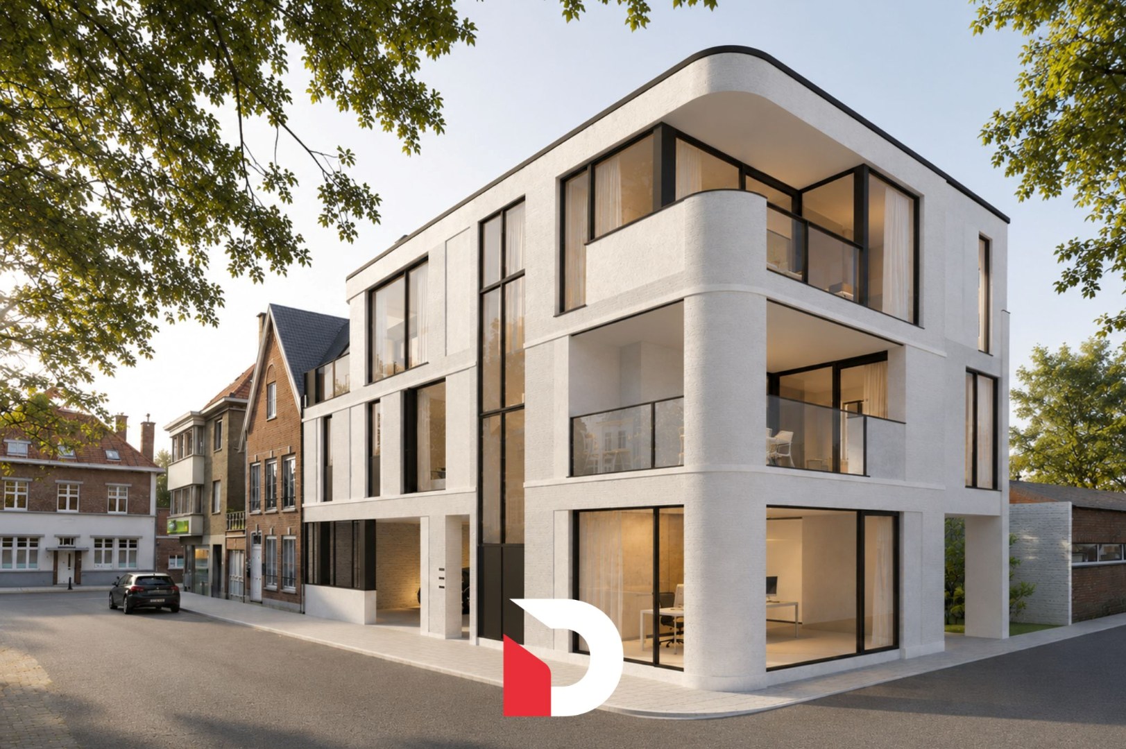 Nieuwbouwappartement met 1 slaapkamer, bureel en terras te Sint-Michiels (Brugge) - foto 1