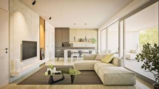 Découvrez cet appartement prêt à emménager magnifiquement fini situé à Het Roovershof, un nouveau bâtiment contemporain situé à quelques pas du centre animé de Hoogstraten. Situé dans un environnement calme et verdoyant, cet appartement allie un confort de vie moderne à des techniques économes en énergie et à une finition de haute qualité.L'espace de vie ouvert, conçu dans un souci de lumière et d'espace, s'intègre parfaitement à la cuisine ouverte et à l'exposition sud-estterrasse. Les grandes fenêtres fournissent un maximum de lumière et offrent une vue agréable sur le jardin paysager du parc, une oasis de paix et d'intimité.La cuisine, toujours entièrement personnalisable, constitue le cœur de la maison, avec l'espace de vie.De plus, l'appartement dispose plus de trois chambres, dont l'une est parfaite comme chambre d'amis ou bureau à domicile. La chambre principale dispose également d'une salle de bain intégrée avec douche à l'italienne et d'élégants meubles vasque.Doté d'une pompe à chaleur individuelle avec module de refroidissement, d'un système de ventilation D et de panneaux solaires, cet appartement est extrêmement économe en énergie, ce qui permet de réduire la facture énergétique et les revenus cadastraux pendant les cinq premières années.Possibilité d'acheter une place de parking et un espace de rangement dans le garage souterrain.Êtes-vous intéressé ou souhaitez-vous obtenir de plus amples informations ?N'hésitez pas à nous contacter, nous serons ravis de vous aider. wuustwezel@dewaele.com - 03 666 99 73