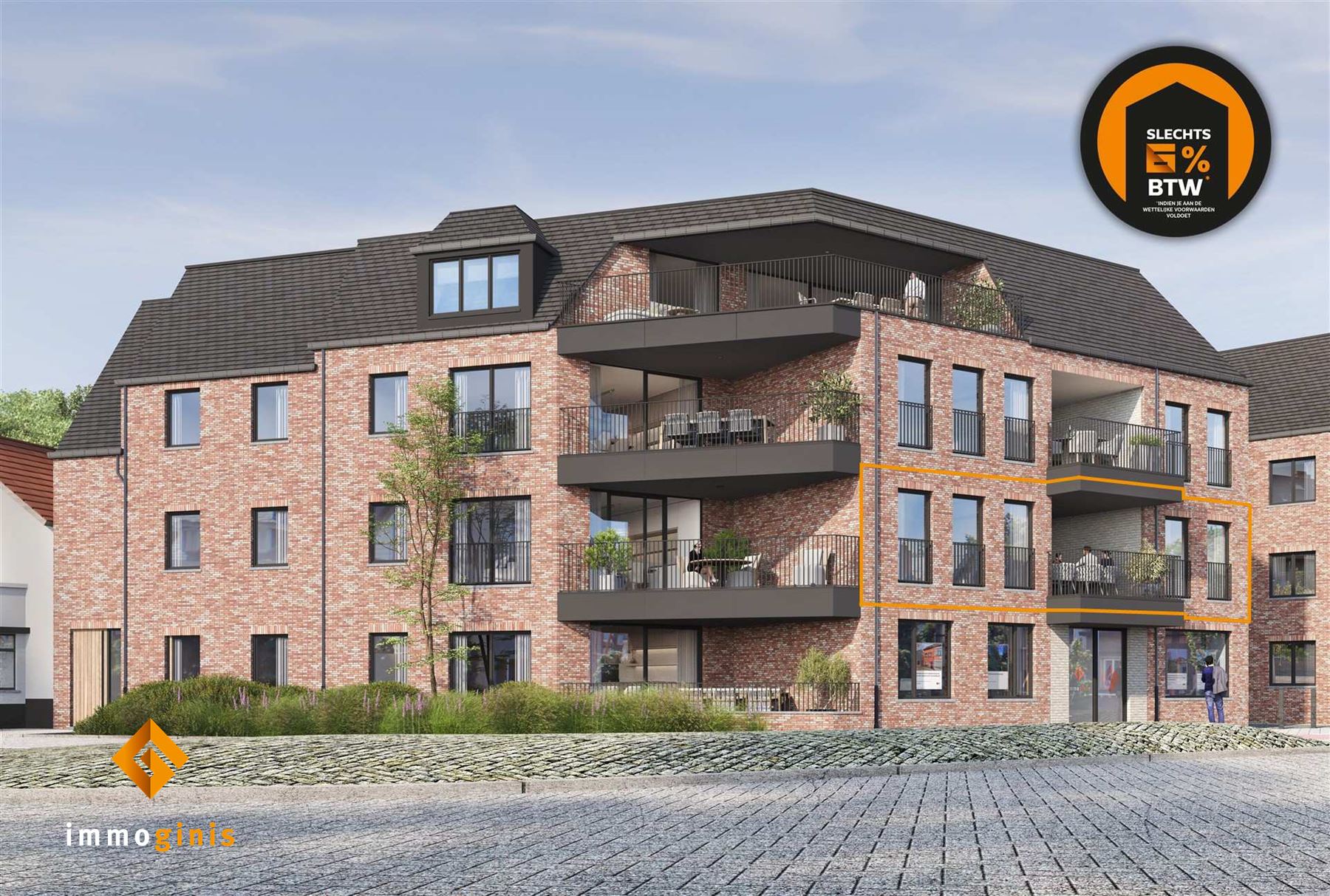 Appartement (eerste verdieping) met 2 slaapkamers en overdekt terras. - foto 1