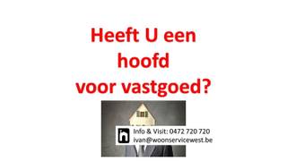 Gedreven vastgoedtalent gezocht (met BIV-nummer)Bij WOONSERVICE zijn we op zoek naar een gedreven kracht om het kantoor en het klantenbestand verder uit te bouwen.Jouw takenpakket:•Je focust je op de inkoop en verkoop van residentieel vastgoed in een vooraf overeengekomen gebied.•Je bent hoofdzakelijk op baan voor het uitvoeren van bezoeken en inkoopgesprekken binnen uw eigen vastgoedportefeuille.•Je doet actief aan prospectie om je portefeuille zorgvuldig en met oog voor kwaliteit uit te bouwen.•Je neemt initiatief in de verdere uitwerking en succesvolle afhandeling van elk verkoopdossier.•We hechten ontzettend veel belang aan een goede klantenrelatie. Vanzelfsprekend houd je je klanten daarom regelmatig op de hoogte van de voortgang van je dossiers.Profiel:•Je beschikt over een BIV-nummer en werkt volledig op zelfstandige basis.•Je bent commercieel, sociaal, ambitieus en haalt energie uit onderhandelen.•Je beschikt over een groot doorzettingsvermogen en bent optimistisch ingesteld.•Je bent woonachtig in de regio en bent in het bezit van een rijbewijs B.Wat je van ons krijgt:•Een boeiende en aantrekkelijk job met heel wat uitdagingen.•Een aantrekkelijke verloning op basis van commissie.•De volledige vrijheid om je agenda en werk zelf in te plannen. (Dit kan zowel voltijds als in bijberoep)Interesse:Stuur je motivatiebrief, CV en foto naar ivan@woonservicewest.be!!! WIJ GARANDEREN VOLLEDIGE DISCRETIE – OOK ALS WE NA GESPREK GEEN SAMENWERKING BEKOMEN !!!