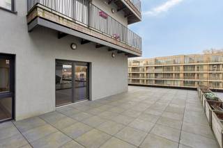Het appartement is als volgt ingedeeld: <br />- inkomhal met gastentoilet<br />- lichtrijke woonkamer met open keuken<br />- keuken voorzien van al het nodige comfort: ingebouwde koelkast, oven, kookplaat en vaatwasmachine<br />- via de woonkamer kan u het terras betreden waardoor het ruime terras (99m²) een verlengde wordt van de leefruimte<br />- nachthal met toegang tot de slaapkamers<br />- 3 ruime slaapkamers <br />- 2 badkamers; één met ligbad, toilet en dubbele wastafel. De tweede badkamer beschikt over een douche en een enkele wastafel<br />- via de kamers kan u het terras betreden (oriëntatie noord)<br />- ondergrondse staanplaats (n°2) op -1: niet inbegrepen in de prijs (verplicht bij aan te kopen)<br />- kelder (n° 24) op -1<br /><br />Het uitzonderlijk grote terras voelt aan als een stukje tuin. Ondanks de noordelijke oriëntatie kan je toch genieten van een mooie avondzon en van een zeer aangenaam lichtinval in het appartement.<br /><br />Vraagprijs: 349.000 EUR + 25.000 EUR (staanplaats)<br /><br />Bestemming: woongebied<br />Onroerend goed ingeschreven op de bewaarlijst / beschermd / procedure tot inschrijving of bescherming lopende: neen<br />Verkavelingsvergunning: neen<br />Onroerend goed gelegen in een voorkooprechtperimeter: neen<br />Voorkeurrecht voor de huurder: neen<br /><br />Wenst u dit appartement te bezichtigen? doe een aanvraag via www.dewaele.com of neem contact op met Danielle Kaluza via 0791 27 21 88. <br />