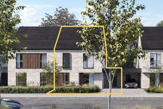 In de Vlasschaard in Heule (Kortrijk) realiseert Dumobil in het nieuwbouwproject Lijsternest deze moderne halfopen nieuwbouw (lot 14) met zadeldak.Je...