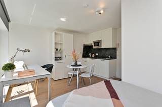 <p>Instapklare studio te koop in het hart van Heverlee, gelegen in de recente residentie Den Dreef. Deze gezellige studio bevindt zich op wandelafstand van Leuven centrum, openbaar vervoer, winkels en andere nuttige voorzieningen. Dankzij de uitstekende ligging is dit pand bijzonder geschikt voor studenten, met een vlotte bereikbaarheid naar alle belangrijke campussen zoals de ingenieursfaculteit in Arenberg, het Sportkot, Gasthuisberg en de universitaire campussen in het centrum van Leuven.</p>
<p>De residentie ligt in tweede lijn, waardoor je er volledig weg bent van straatlawaai. Het is een bijzonder rustige en aangename plek om te wonen of te studeren, ideaal voor wie op zoek is naar stilte en comfort in de stad.</p>
<p>De studio werd gebouwd in 2016 en verkeert in uitstekende staat. Ze omvat een praktische leefruimte met een afgescheiden slaaphoek, een compact maar volledig uitgerust keukentje met combi-oven, kookplaten, dampkap, spoelbak en een koelkast met vriesvak, en een privatieve badkamer voorzien van douche, toilet en lavabo.</p>
<p>Deze studio is ideaal als investering, bijvoorbeeld voor ouders die op zoek zijn naar een comfortabele en goed gelegen woonplek voor hun studerende zoon of dochter. Dankzij de moderne afwerking, het recente bouwjaar en de rustige toplocatie vormt dit pand een bijzonder interessante opportuniteit.</p>