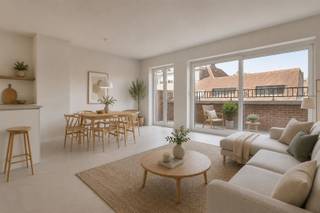 <p><span>Prachtig duplexappartement (100m²) met twee slaapkamers en twee zalige terrassen</span></p><p><span> </span></p><p><span> </span></p><p><span>Gelegen op de vierde en vijfde verdieping van een kleinschalige en volledige gerenoveerde residentie vinden we dit zalige appartement.</span></p><p><span> </span></p><p><span>Bestaande uit een inkomhal met apart gastentoilet, ruime en lichtrijke woonkamer met aansluitend de volledig geïnstalleerde keuken en een direct contact met de twee royale terrassen (10 & 15m²) waar je zon en schaduw kan combineren.</span></p><p><span> </span></p><p><span>Via de trap bereiken we het duplex verdiep, voorzien van twee ruime slaapkamers en de badkamer met wastafel en mooie inloopdouche.</span></p><p><span> </span></p><p><span>Het appartement en de gehele residentie werd volledig gerenoveerd en staat garant voor zorgeloos woongenot. </span></p><p><span> </span></p><p><span>Het appartement is tevens voorzien van een pakket zonnepanelen en heeft een EPC label A, zodat een lage energiefactuur gegarandeerd is!</span></p><p><span> </span></p><p><span> </span></p>