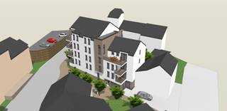 Bouwperceel van ca. 387m2, straat breedte 13,30m voor de mogelijke realisatie van 11 appartementen, één commercieel gelijkvloers,...