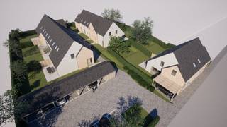 <u><strong>REEDS 33% VERKOCHT!</strong></u> Nieuwbouwproject Hof ter Moen, gelegen in Moen, omvat in totaal 9 moderne woningen waarvan reeds 3 verkocht zijn. Het project biedt zowel halfopen als gesloten bebouwingen en is geschikt voor eigen bewoning of investering. De woningen beschikken over 3 tot 4 slaapkamers en combineren hedendaags comfort met een praktische indeling. Prijzen starten vanaf 295.000 euro exclusief kosten, met <u><strong>mogelijkheid tot aankoop aan 6% btw</strong></u>. Oplevering is voorzien bouwverlof 2027.<br /><br /><u><strong>Indeling</strong></u><br />Elke woning beschikt over een inkomhal met gastentoilet, een ruime leefruimte met open keuken en aansluitend een praktische berging. <u><strong>Op de bovenverdieping bevinden zich 3 tot 4 slaapkamers,</strong></u> een volledig uitgeruste badkamer en een apart toilet. Via een doorgang is er rechtstreekse toegang naar de tuin. Dit geldt ook voor de gesloten bebouwingen, wat zorgt voor extra gebruiksgemak.<br /><br /><u><strong>Technisch</strong></u><br />De woningen zijn uitgerust met een lucht water warmtepomp in combinatie met vloerverwarming. Verder is er ventilatietype d voorzien en zonnepanelen voor een lager energieverbruik. Het schrijnwerk bestaat uit PVC. Elke woning beschikt over een carport en er is een gemeenschappelijke fietsenberging aanwezig. De focus ligt op duurzaam en toekomstgericht wonen.<br /><br /><u><strong>Grootste troeven</strong></u>
<ul>
<li>Nieuwbouwproject met keuze in woningtypes</li>
<li>3 tot 4 slaapkamers en extra toilet boven</li>
<li>Rechtstreekse toegang tot tuin, ook bij gesloten bebouwing</li>
<li>Energiezuinig met warmtepomp en zonnepanelen</li>
<li>Mogelijkheid tot aankoop aan 6 procent btw</li>
</ul>
<strong><u>Prijzen</u></strong>
<ul>
<li><span>Prijs exclusief btw en andere belastingen: €295.000</span></li>
<li><span>Aankoop onder 6% btw; €312.700 (exclusief andere belastingen), enkel van toepassing onder bepaalde voorwaarden, zie link: Afbraak en wederopbouw | FOD Financiën</span></li>
<li><span>Aankoop onder 21% btw: €356.950 (exclusief andere belastingen)</span></li>
</ul>
<br />Meer info of plannen? Contacteer Nicolas op 0478/50.58.91 of via nicolas@real-immo.be
