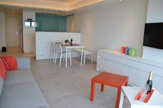 Prachtige studio gelegen op de 8ste verdieping in rustig gebouw. Luxueuse afwerking met alle nodige comfort. Fantastisch zicht op zee, woonkamer met zetelbed en uitklapbaar stapelbed. Open keuken met alle moderne comfort en badkamer met inloopdouche. Gemeenschappelijke fietsenberging. <br />Huurprijs: 750 euro per maand + 100 euro provisie warm water en verwarming<br />Vrij vanaf 1 september 2026