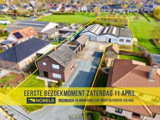 1ste bezoekdag zaterdag 11 april! Inschrijven kan via www.nobels.be onder referentienummer 4261850.TE RENOVEREN GEZINSWONING met RUIME MAGAZIJNEN VAN...